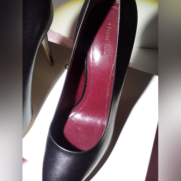 CÉLINE NEW 7.5 BLACK POINTED TOE LEATHER HEELS w BOX pumps womens - Picture 14 of 16
